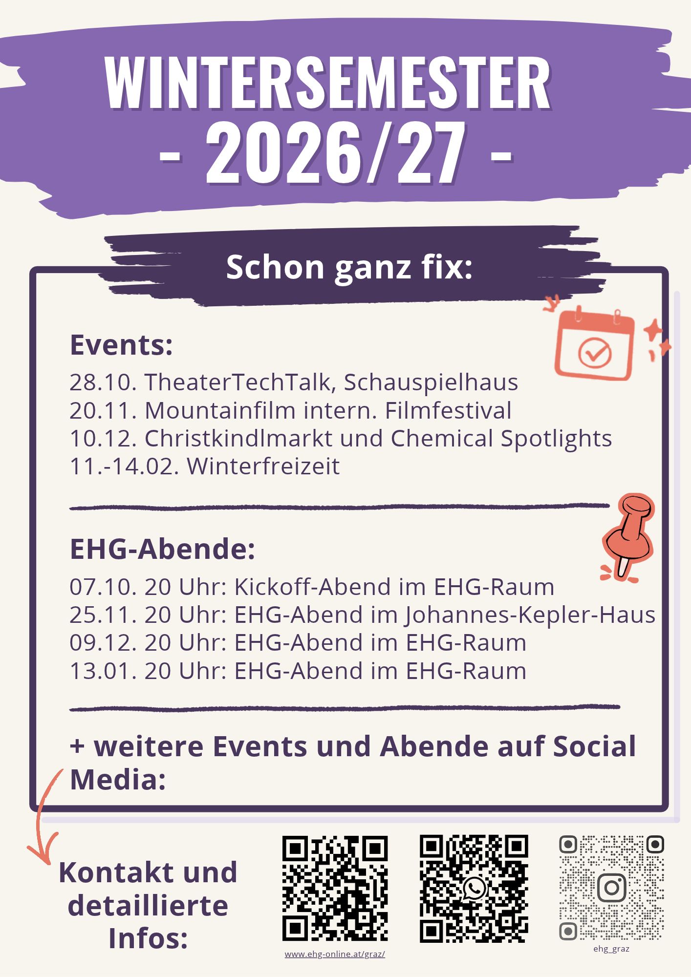 EHG-Flyer Wintersemester 2026/27, Rückseite
